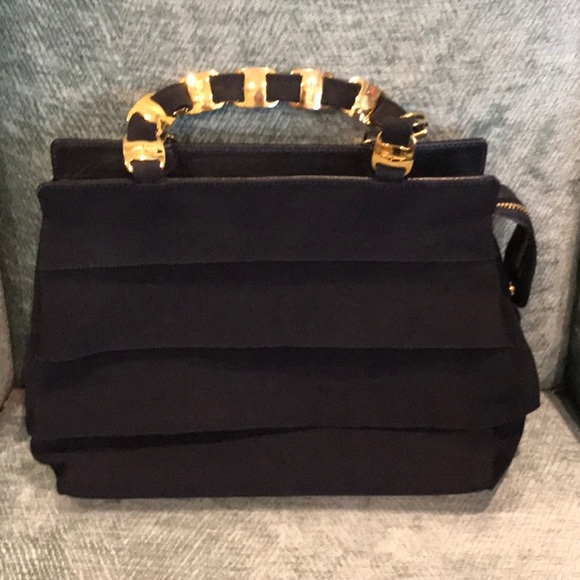 Salvatore Ferragamo Handbags - BEAUTIFUL VINTAGE FERRAGAMO HANDBAG  NAVY STUNNING